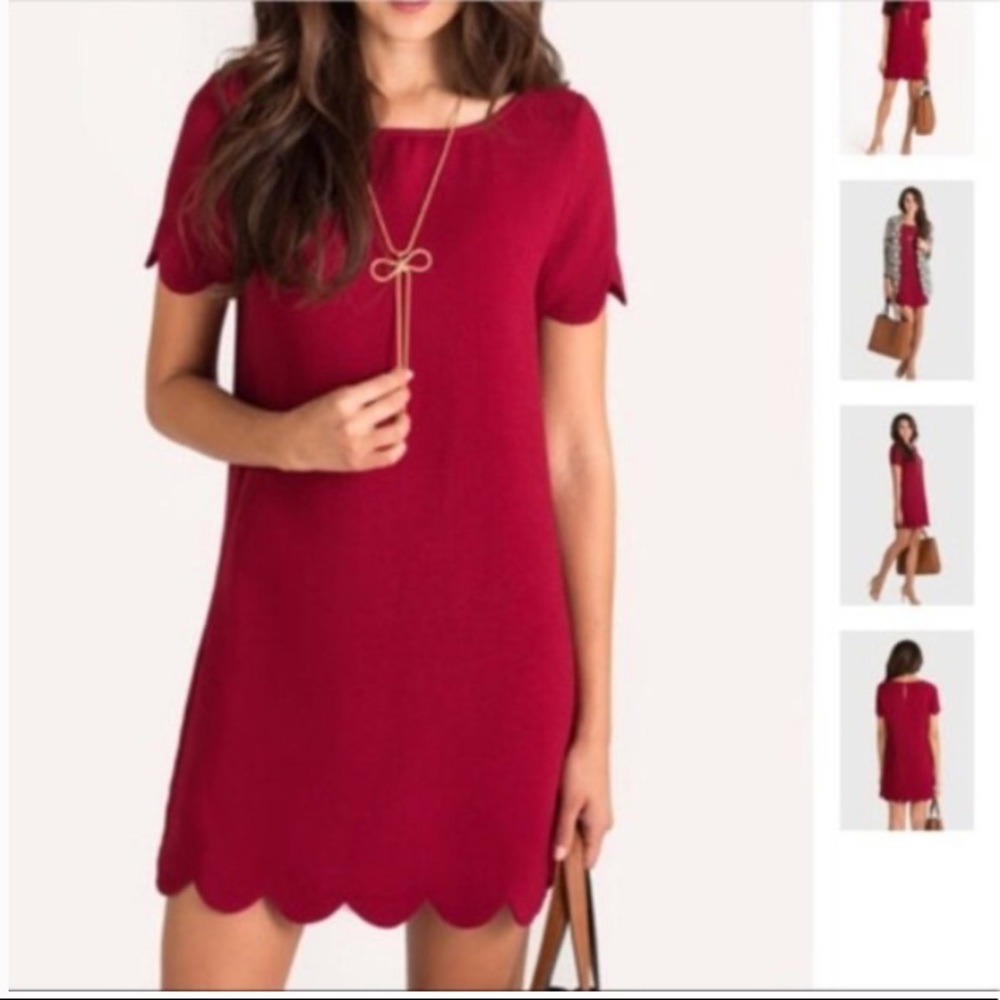 Christmas Red Short Sleeve Shift Dress